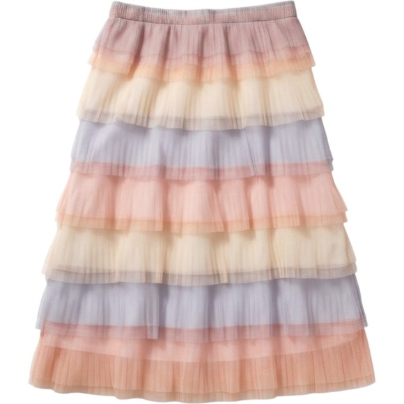Koch Dresses & Skirts - KOCH Bella Tulle Skirt Sunrise Pastel Tie Dye Layered Midi Skirt Large L USA